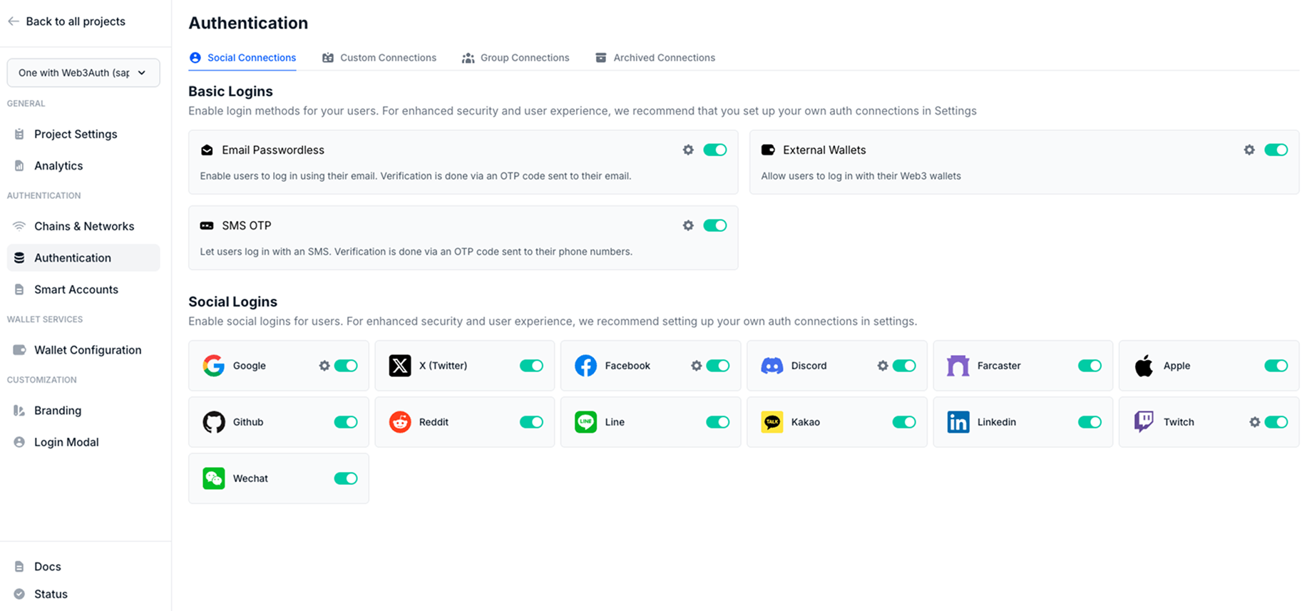 Toggle Google Connection on Dashboard